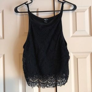 Black lace, tank top, crop top